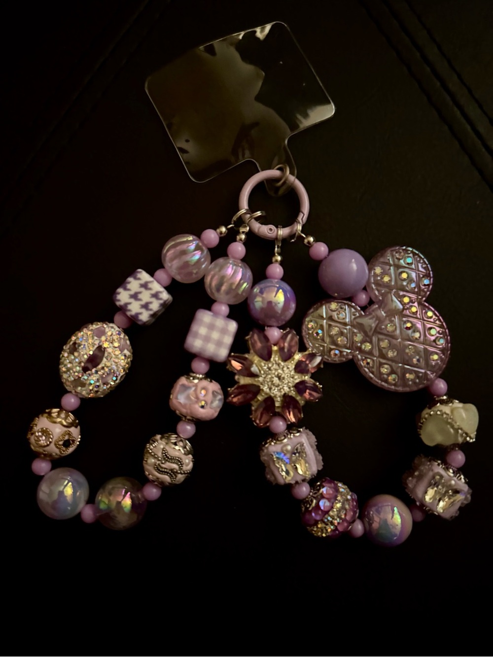 Lavender and pink decorative bag, phone or wallet charm